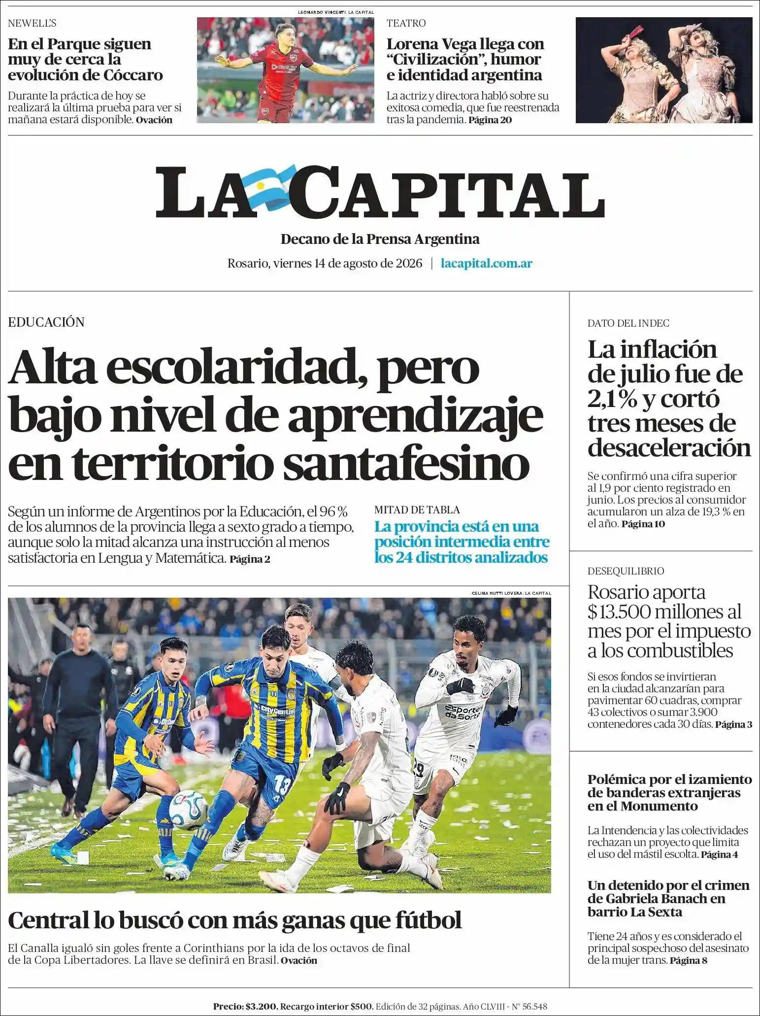 Estudios Max | ANCHA SÚMAJ - Tapa del diario La Capital Rosario