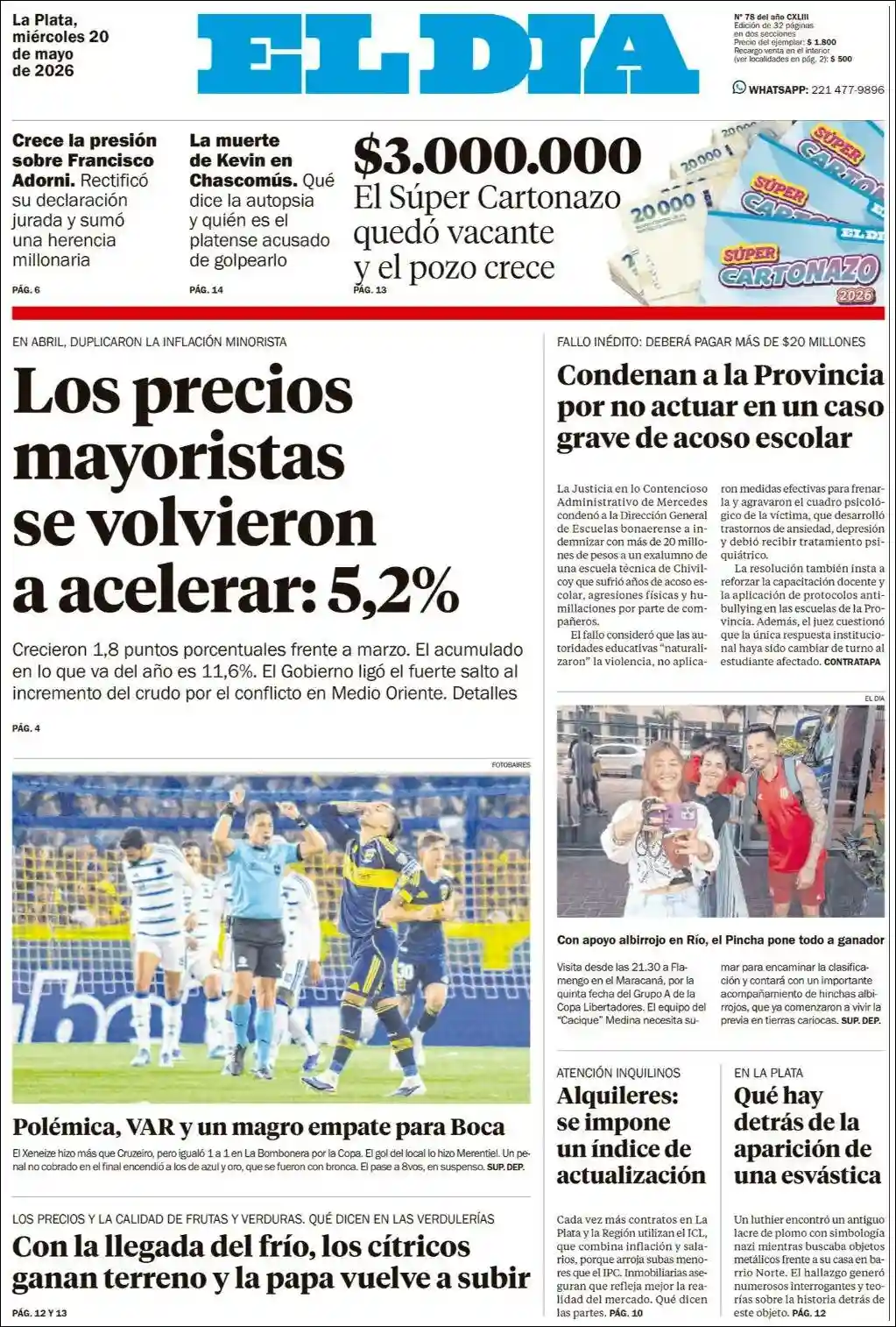 Estudios Max | ANCHA SÚMAJ - Tapa del diario El Dia